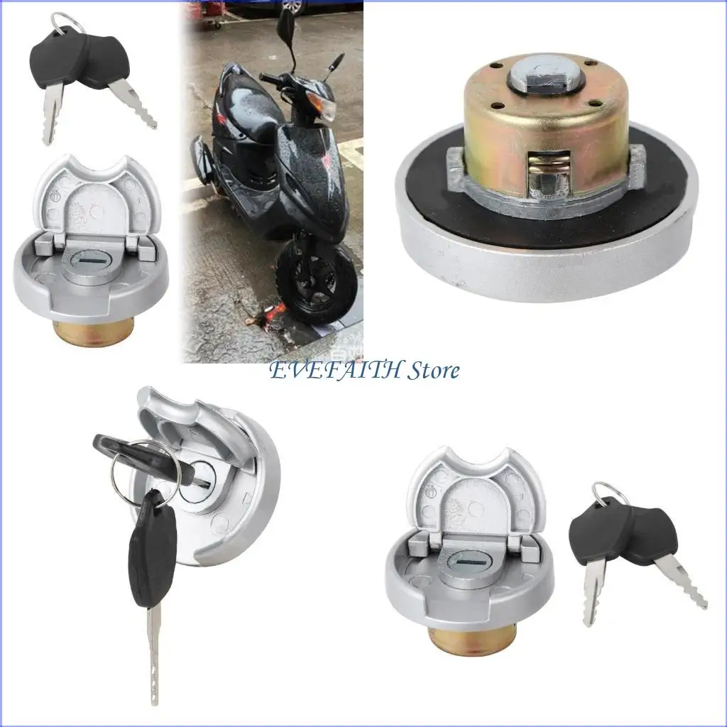124B Easy Install Tanks Lock Caps Waterproof Tanks Cover Simple Installs for GY6 Scooters Providing Theft Preventio