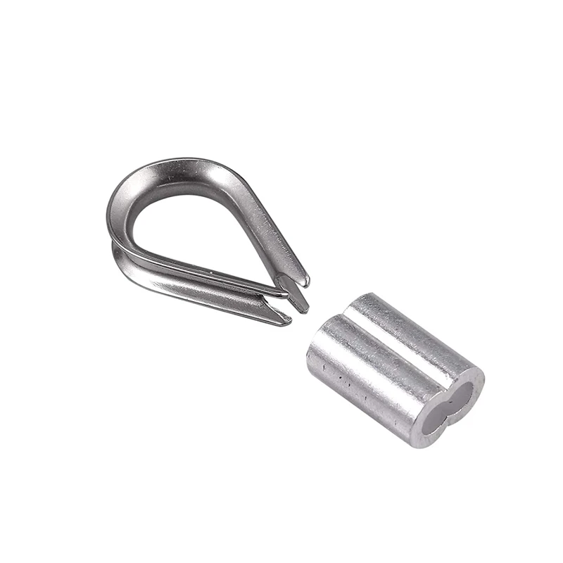 Cable Ferrule 100Pcs 1/8Inch Crimping Loop Sleeve Crimps 50Pcs M3 Stainless Steel Thimble Rigging For Wire Rope Cable