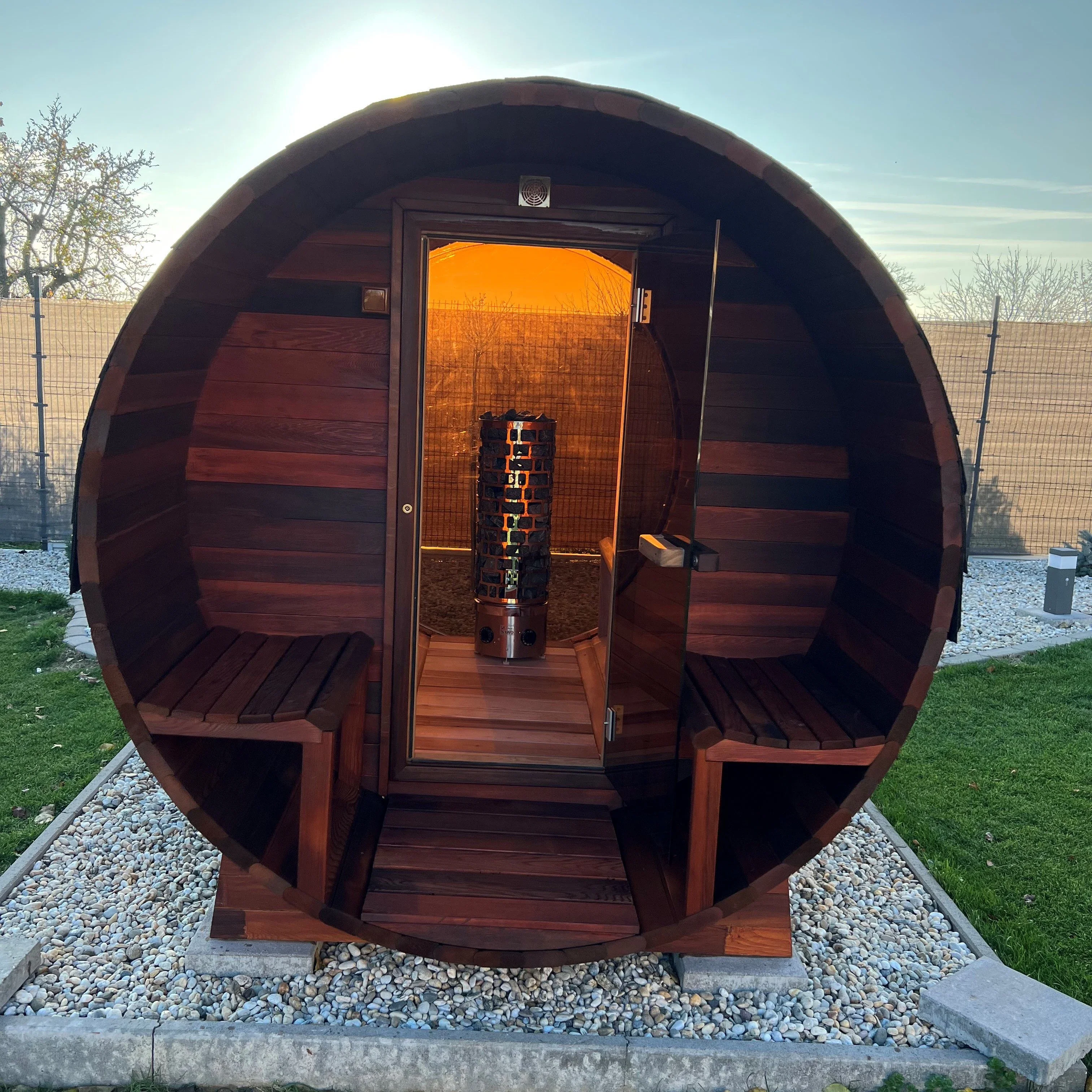 Bathroom Bathtub,Thermo Wood/cedar Sauna Outdoor Wooden Barrel Sauna With Panoramic Window Sauna Room