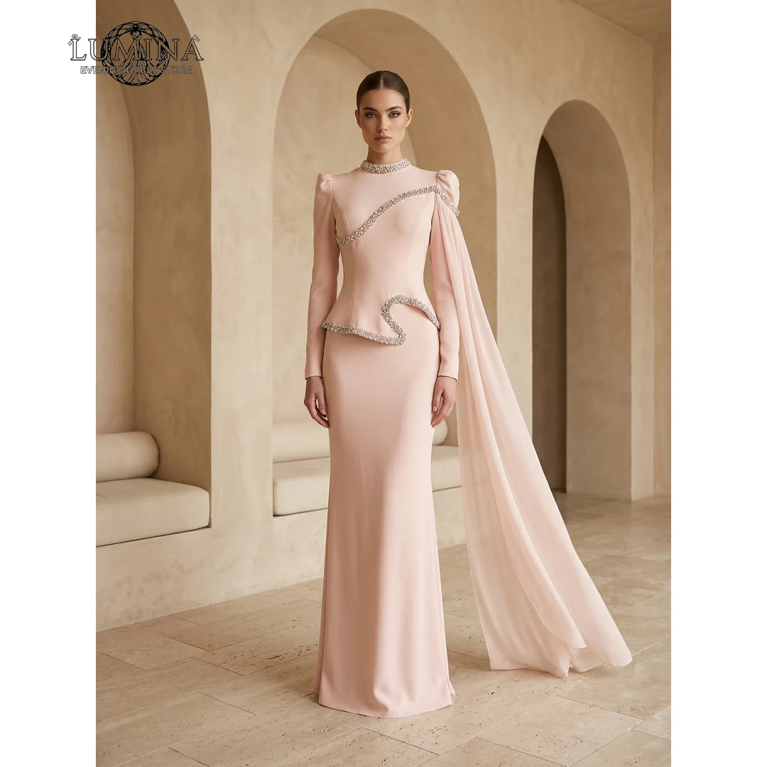

Lumina Reception Dresses for Weddings Round Neck Muslim Evening Dresses Luxury Women's Elegant Party Dress Fishtail Skirt Prom