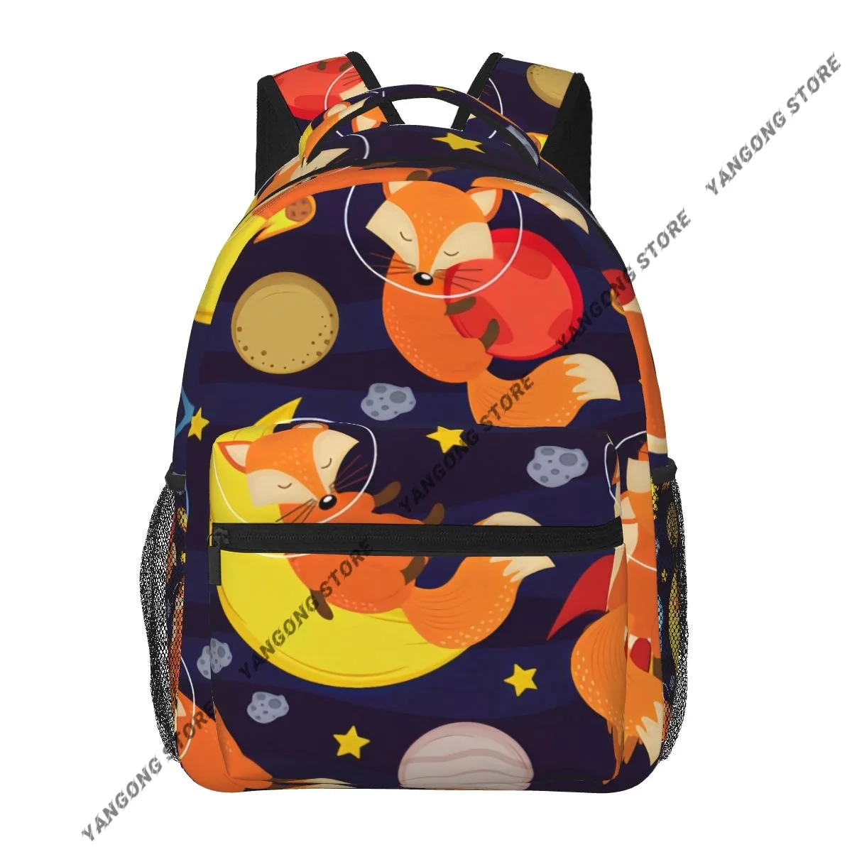 Fox In Space Illustration Backpack School Bags Casual for Teenager Girls Shoulder Bag Travel Bags