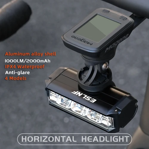 Faro delantero para bicicleta de montaña, resistente al agua, 1000 lúmenes, recargable por USB, linterna frontal para bicicleta de carretera de aleación de aluminio