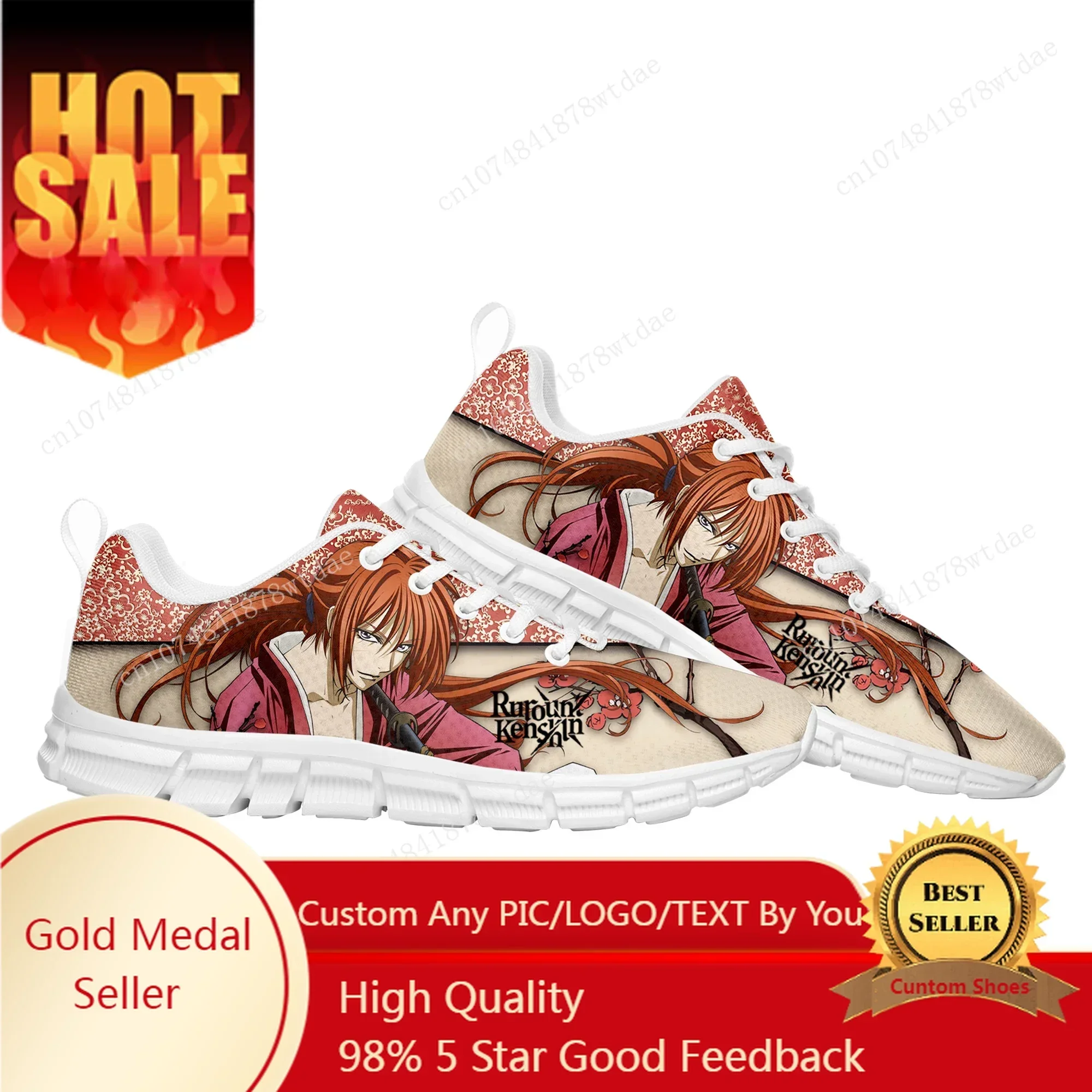 

Rurouni Kenshin Himura Sports Shoes Mens Womens Teenager Comfortable Sneakers High Quality Manga Comics Sneaker Custom Shoe