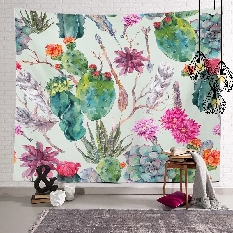 

Plant Tapestry Wall Hanging Retro Tropical Plant Cactus Tapestry Wall Hanging Nordic Home Hanging Paintings Background Decor