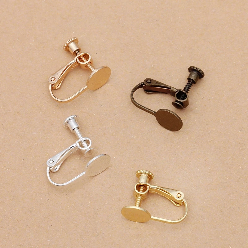 BoYuTe (50 Pieces/Lot) Metal Brass No Pierced Ear Clip with 8mm Blank Base Diy Earring Settings Jewelry Accessories Parts