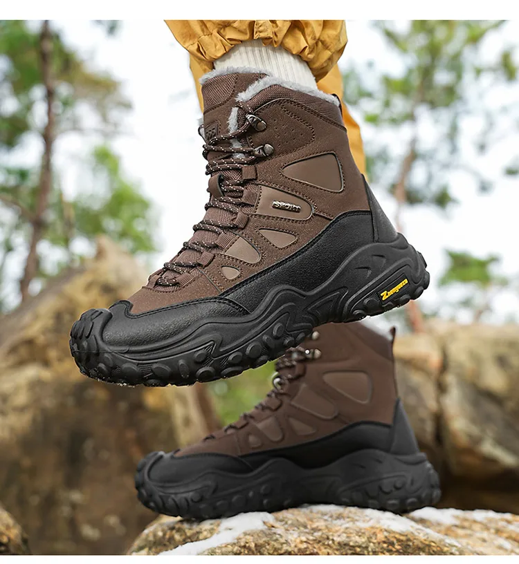 Herren-Outdoor-Hochschuhstiefel für Herbst und Winter, große Größen, mit Fleece gefüttert, warm, lässig, sportlich, Schneestiefel, geeignet für Herbst- und Winter-Outdoor-Wanderungen, Reisen und Pendeln – Detail 16