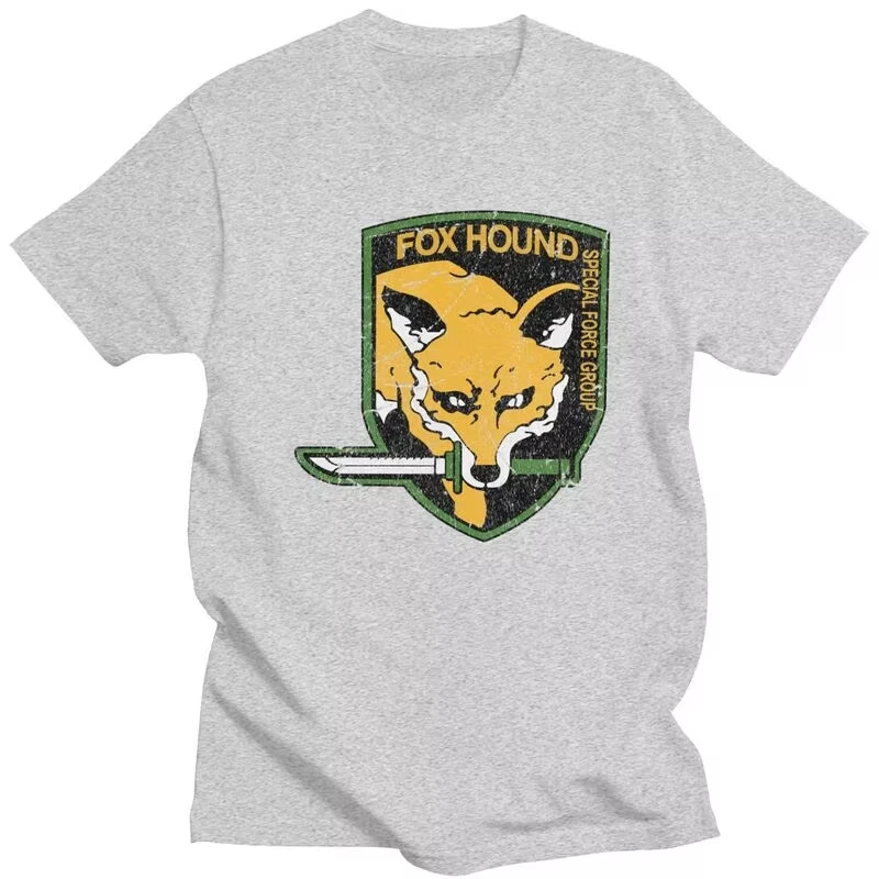 Metal Gear Solid Foxhound Custom T-Shirt Men Short Sleeve 100% Cotton Video Game Graphic Printed Retro Streetwear Unisex Hot
