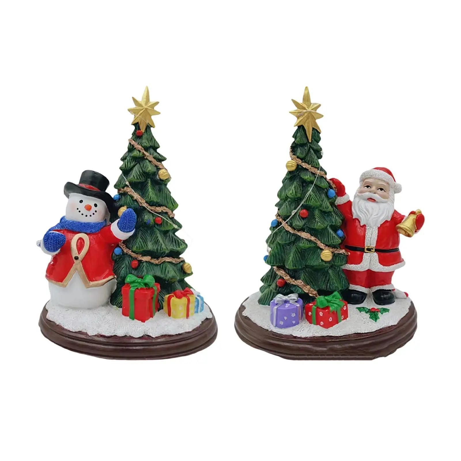 

Christmas Figurine with Light Sturdy Resin Indoor Holiday Display Home Decor for Cafe Living Room Fireplace Office Dining Table