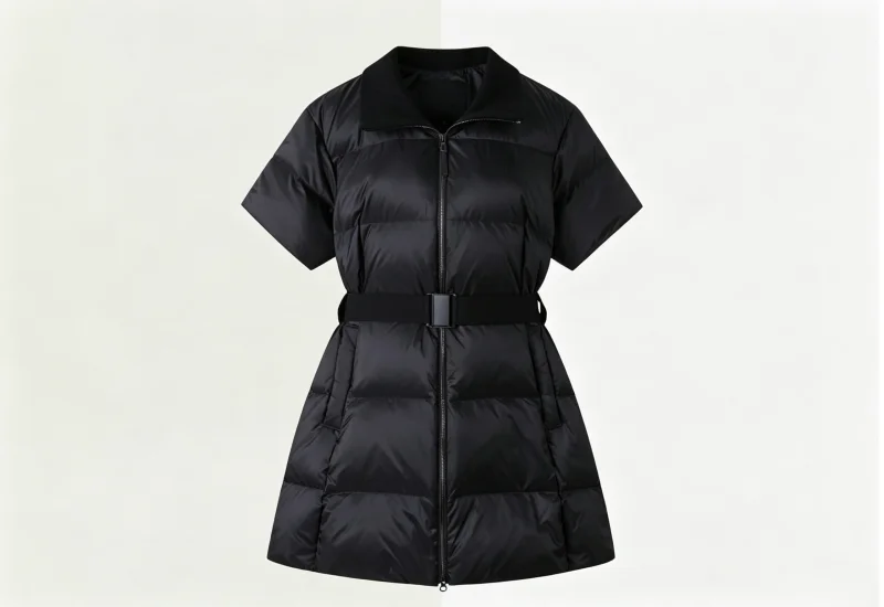 2026 Women Golf Short Sleeve Long Down Jacket Stand Collar White Duck Down Warm Versatile Ladies Golf Outerwear Coat