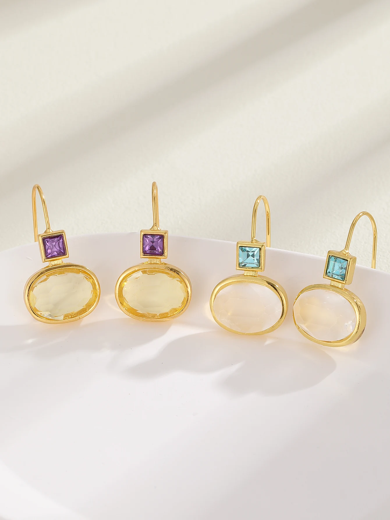Vintage Gold Color Round Crystal Drop Earrings For Women Jewelry New