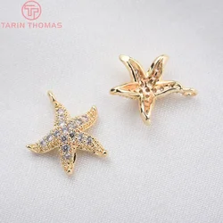 (1424) 4 Stuks 14X13Mm 24K Goud Kleur Messing En Zirkoon Zeester Bedels Hangers Hoge Kwaliteit Diy Sieraden Bevindingen Accessorie