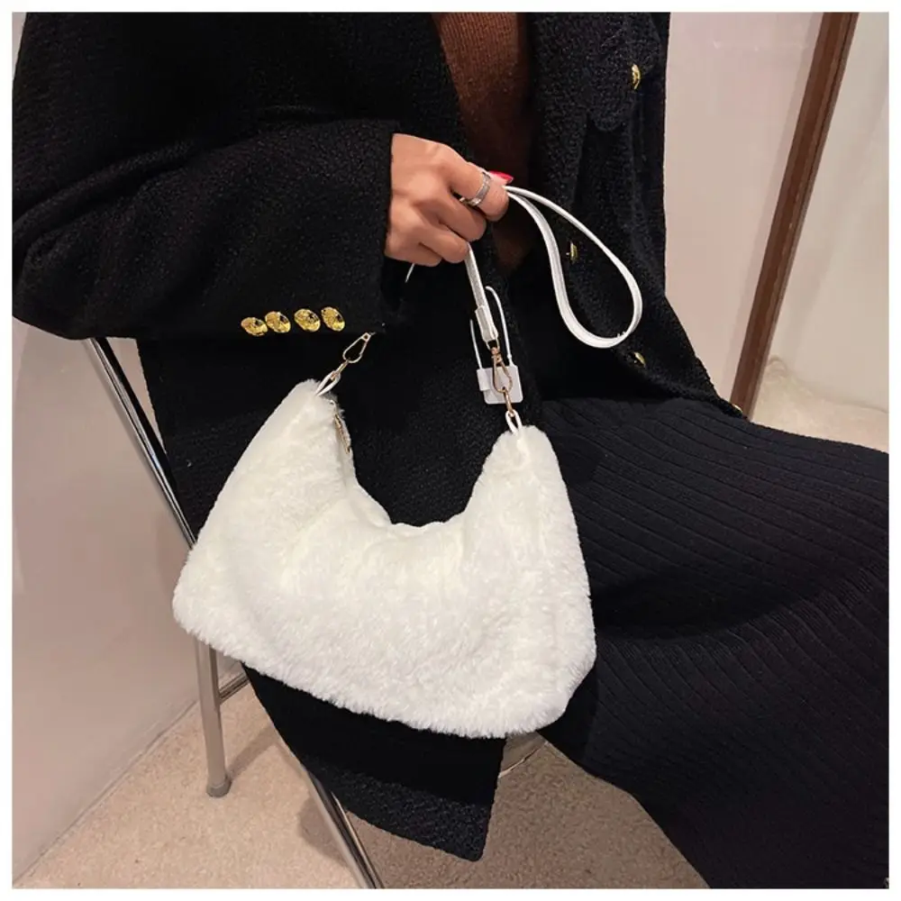 Luxury Faux Fur Fashion Mini Tote Bag Women Handbags Designer Lady Purses Fluffy Soft Plush Shopper Bag Warm Winter