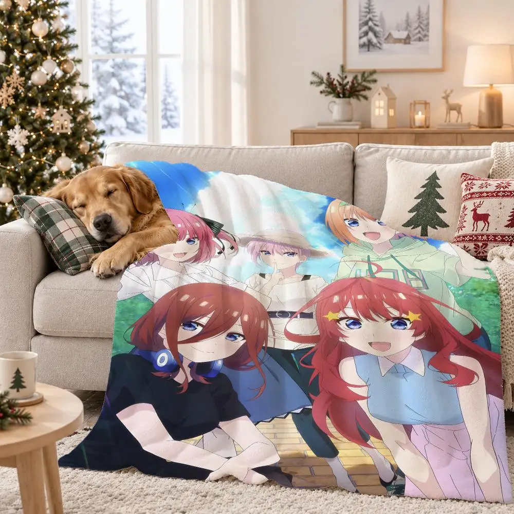 Anime The Quintessential Quintuplets Throw Pet Flannel Blanket Throw Blanket for Living Room Bedroom Bed Sofa Picnic Cover kids