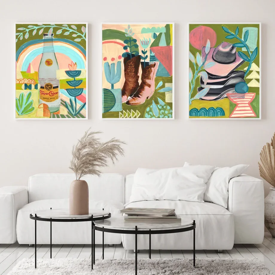 لوحة قماشية تجريدية ملونة - ملصق فني جداري مطبوع عليه نهر السباحة وسماء سيدار هورس لديكور غرفة المعيشة #4