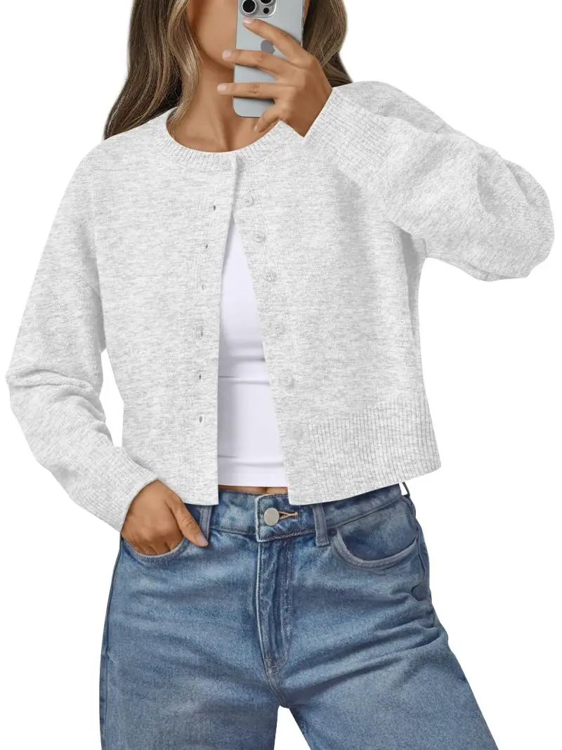 

Womens Cropped Cardigan Sweaters Lightweight Fall Crop Cotton Knit Y2k Outfits Fashion Button Up Clothes 2026