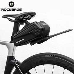 ROCKBROS Bike Tail Bag With Fender Carbon Pattern PU Hard Rear Saddle Bag MTB Road Bike Accessories