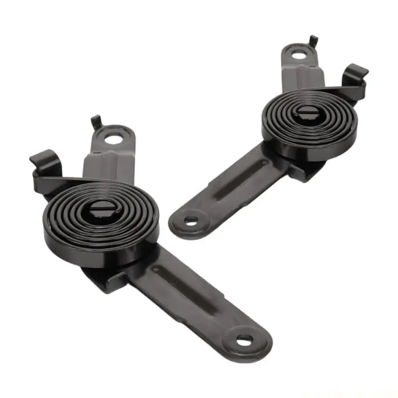 J0MA Left Right Hood Hinge Spring Assembly Set, 2 Black Metal Clock Spring Units with Arm Brackets and Mounting Holes for Hood