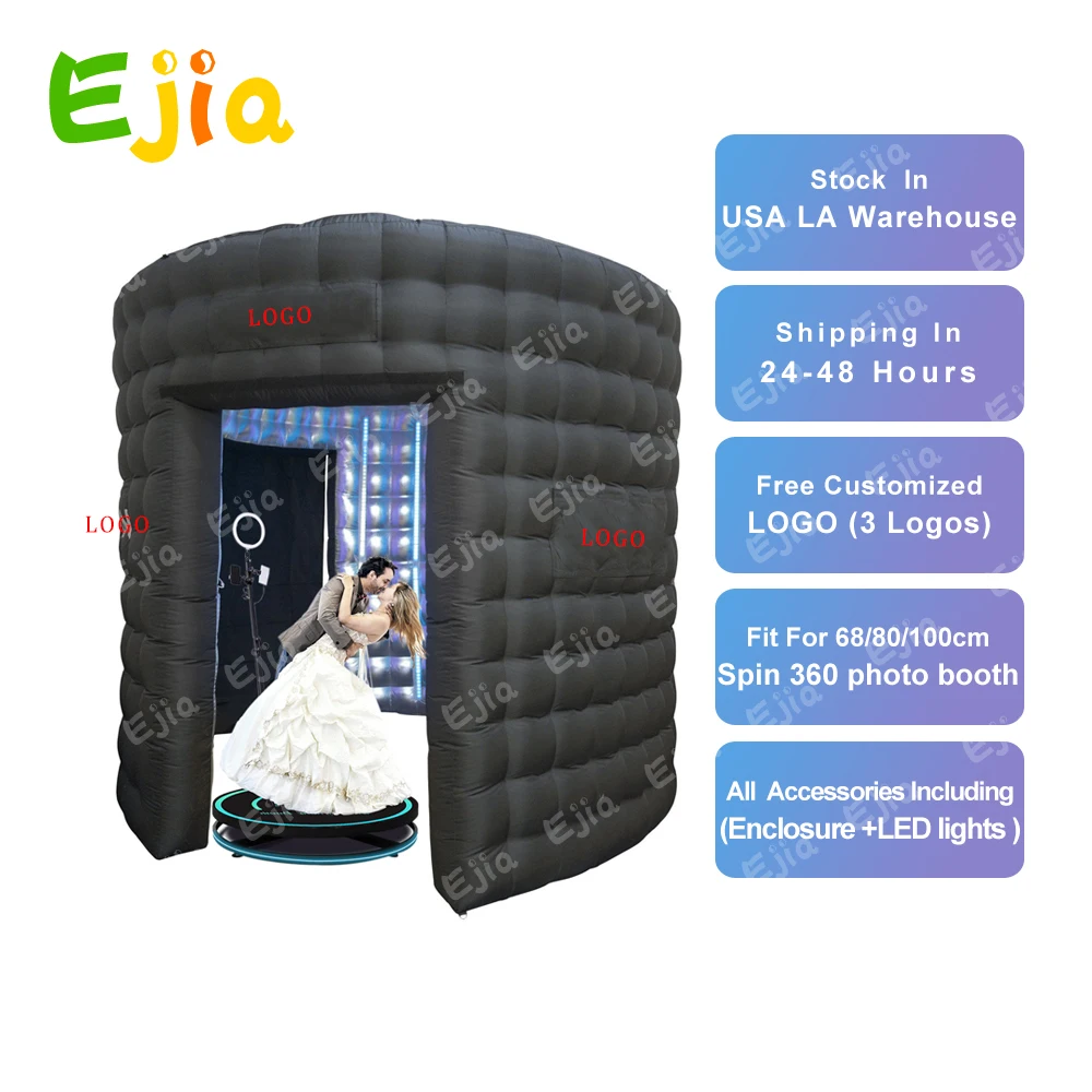 

USA Stock Fast Delivery Portable 360 Spin Inflatable Photo Booth Enclosure With LED Lights Tent For Party Event Outdoor Fun