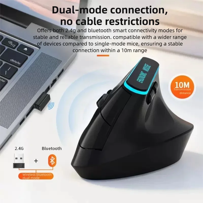 Warvank VM1 Bass Button Vertical Gaming Wireless Mouse Ergonomic RGB Lighting TYPE-C Charging Bluetooth Office Mouse