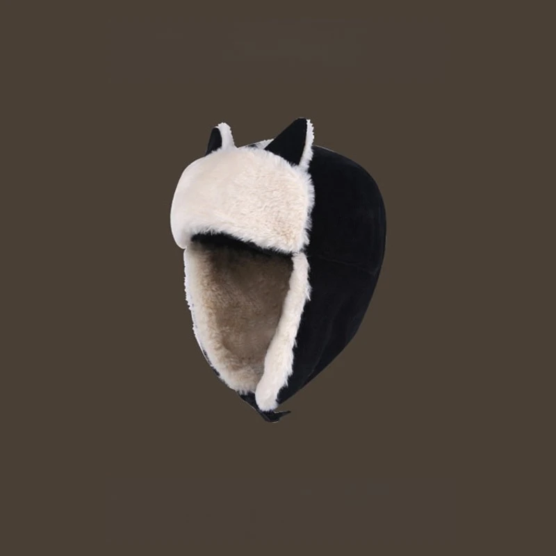 قبعة قطة أذن الرعد النسخة الكورية للسيدات لطيفة للخريف والشتاء لركوب الدراجات مقاومة للرياح لحماية الأذن في الشتاء ومقاومة للبرد قبعة قطنية دافئة #5