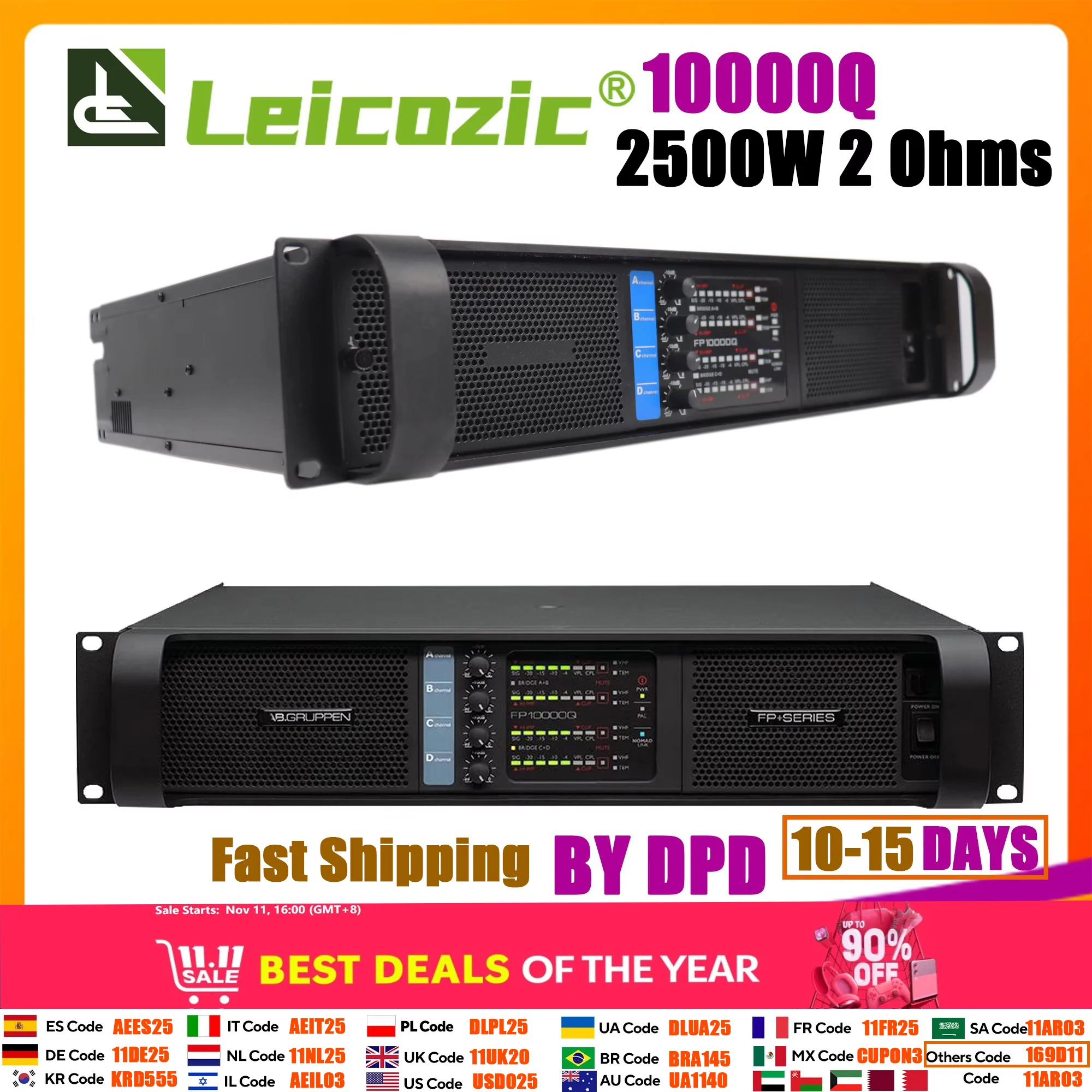 Leicozic 2500W 10000q 4 Channel Power Amplifier Class TD Line Array Amplificador Powerful Audio Profesional Stage Performance