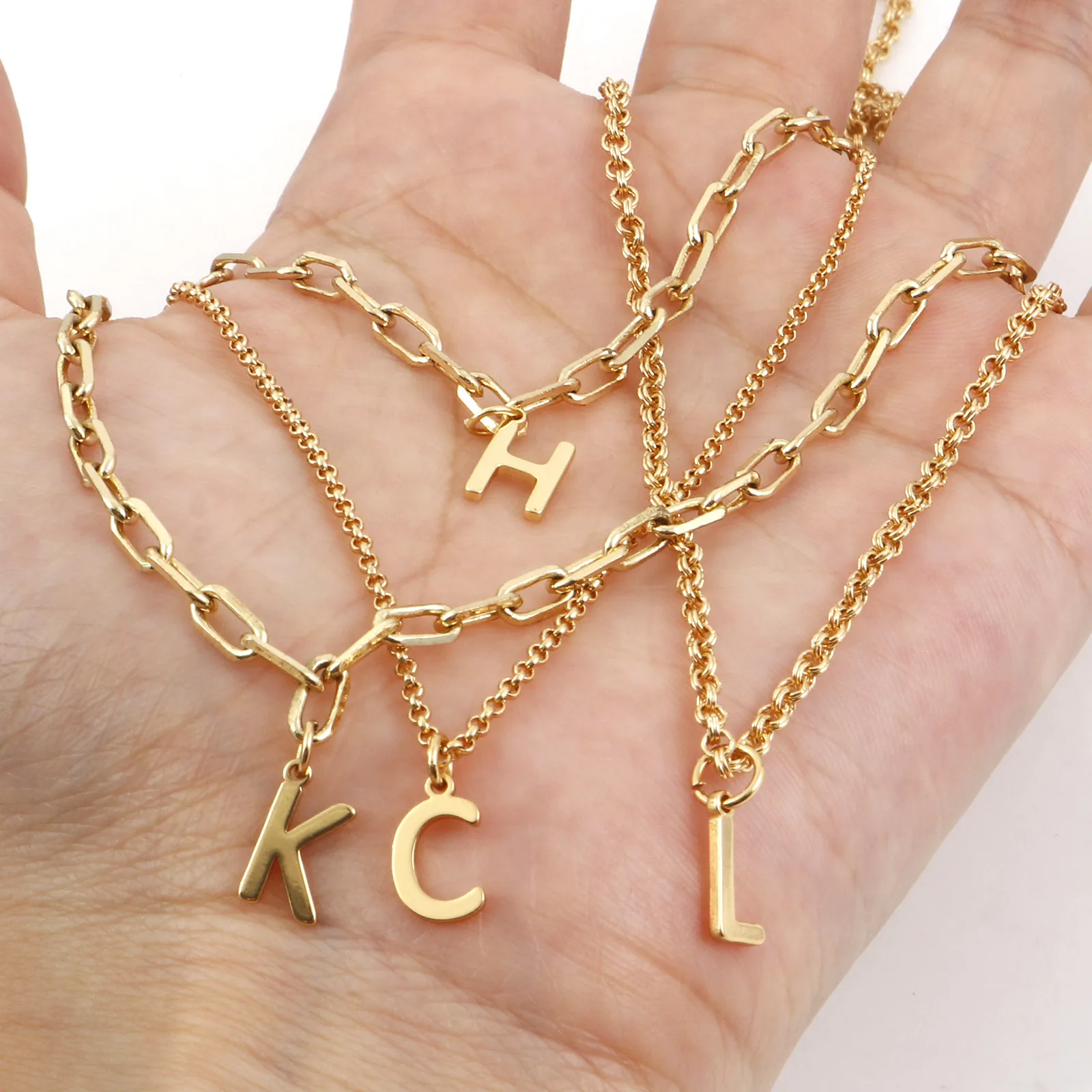 2PCs Brass Capital Alphabet Charms 18K Gold Plated Letter Message 