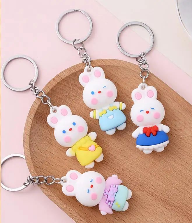 New fashion cartoon rabbit soft rubber keychain bag chartered pendant