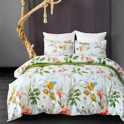 Botanical Leaves Duvet Cover Floral Print King Bedding Set Soft Microfiber Geometric Pattern Comforter Cover With 2 Pillowcases