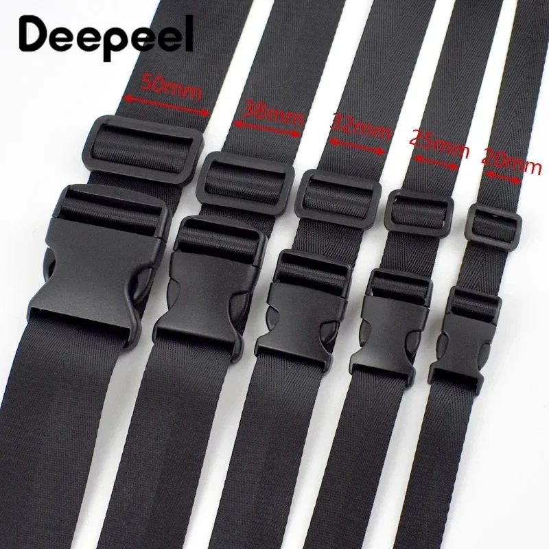 2Sets Deepeel 20-50mm Nylon Webbing Plastic Release Buckle Tri-Glide Slider Side Clasp Bag Strap Ribbon DIY Sewing Accessories