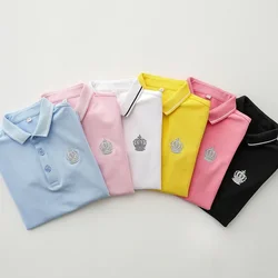 Girls Boys Polo Shirts Kids Short Sleeved T-shirt Teenagers Cotton Top Tees Summer 3 To 14 Yrs Children's Clothing Korean Style