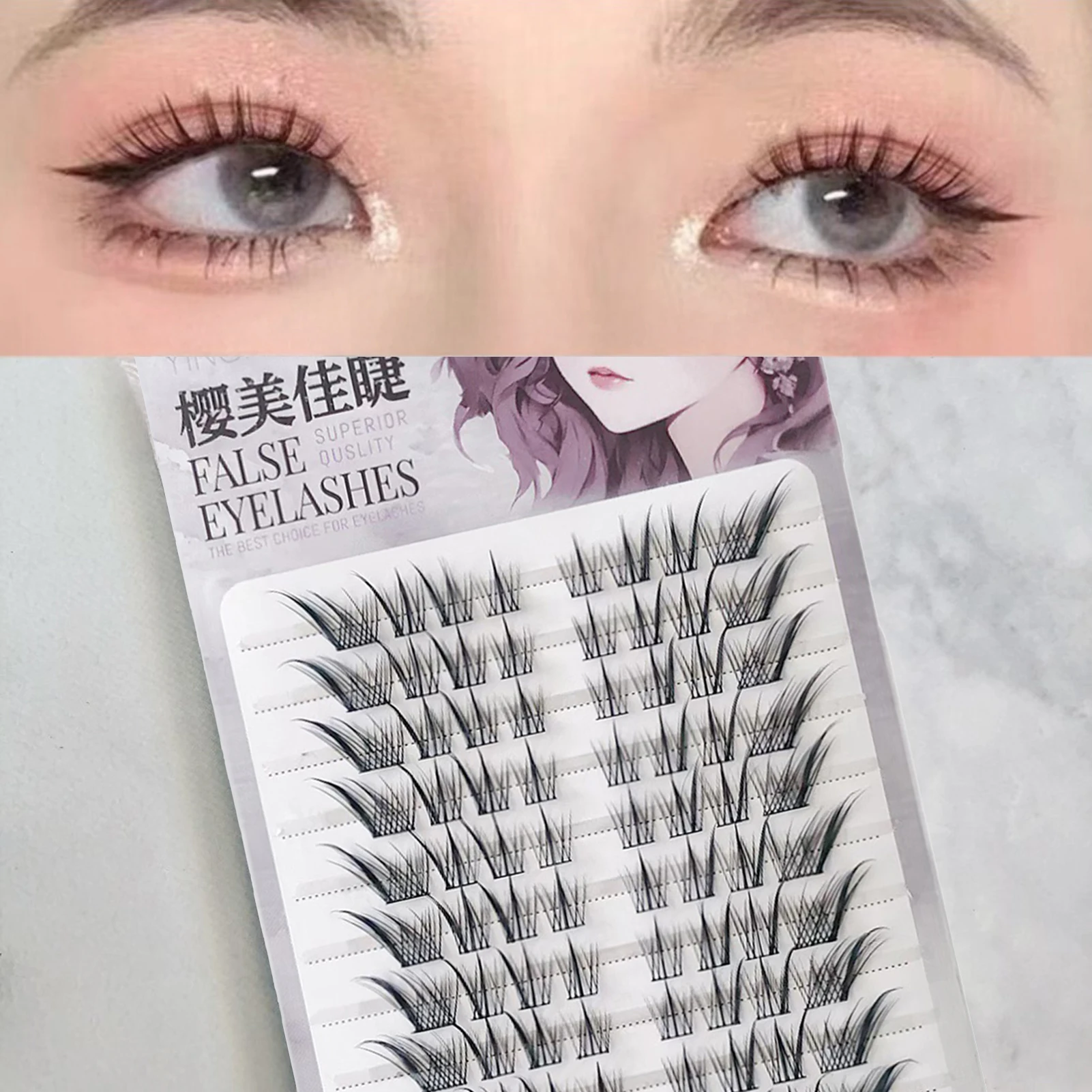 Natürliche Einzelwimpern im Fox-Eye-Stil für den äußeren Wimpernrand, C-Curl, weich, für Mädchen, DIY-Make-up