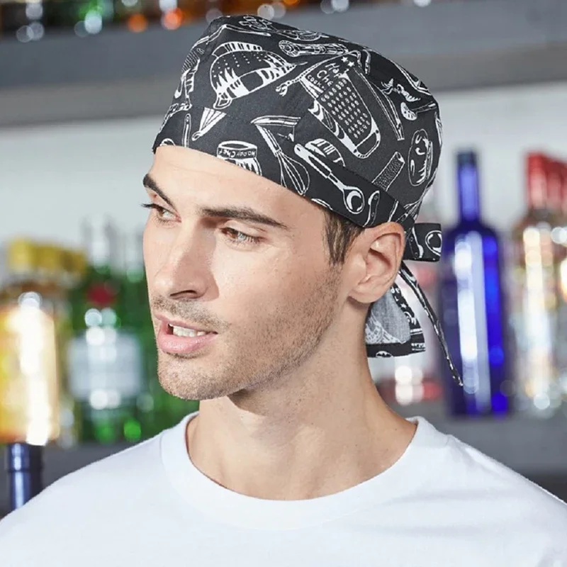 주방 요리사 해적 모자 호텔 케이터링 요리사 모자 조절 가능 베이커리 웨이터 통기성 작업 모자 BBQ 레스토랑 요리 모자