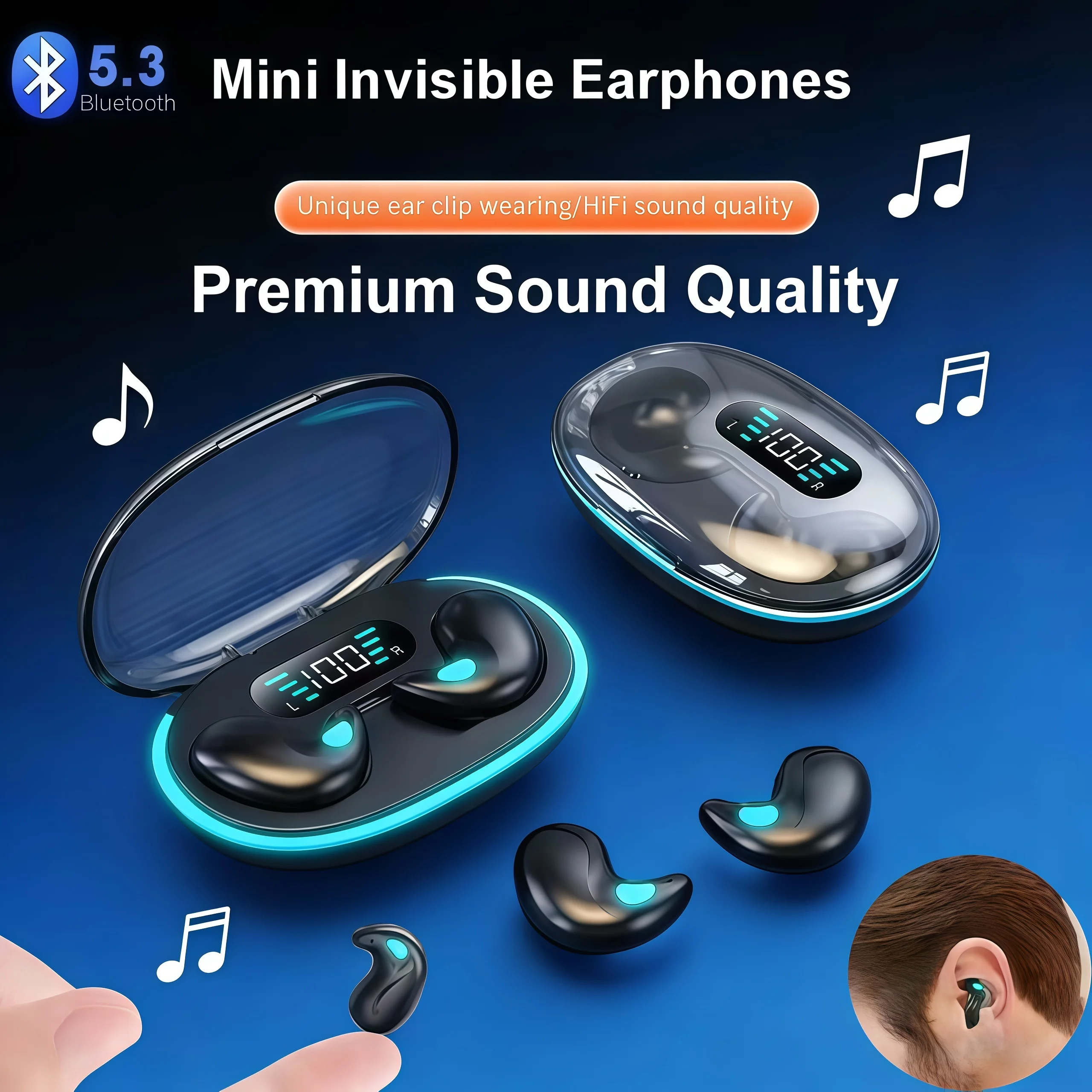 Hot-selling X55 TWS wireless headphones,Bluetooth 5.3headphones,  sports headphones, LED digital display stereo headphones