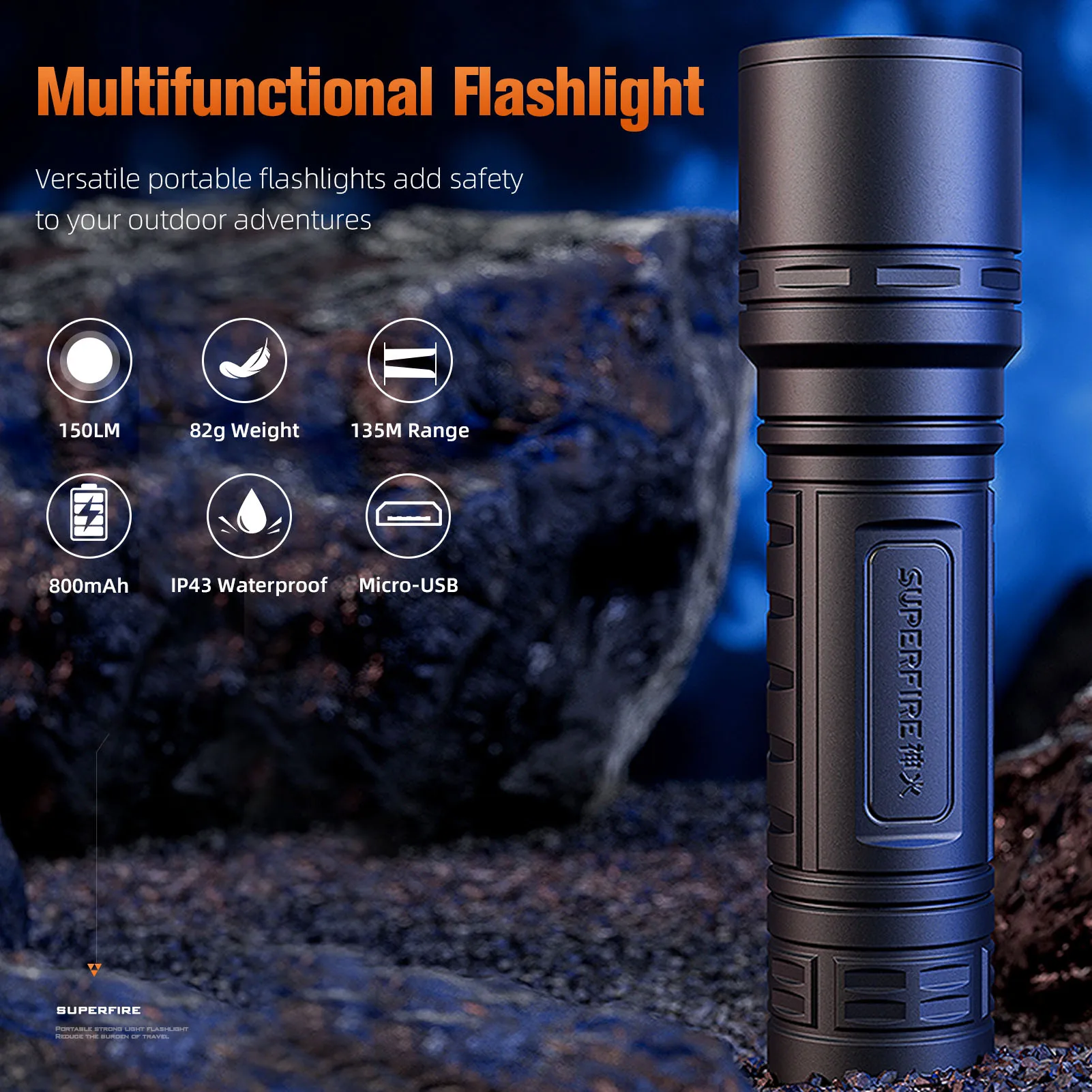 SUPERFIRE S33-X 7W Flashlight Mini LED USB Rechargeable Torch Light Camping Fishing Outdoor Emergency Lamp Portable Lantern