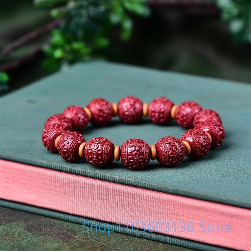 Natural Cinnabar Beads High Content Purple Gold Sand Bracelet Men Luxury Bracelet Femmes Christmas Gifts Natural Stone Bracelet