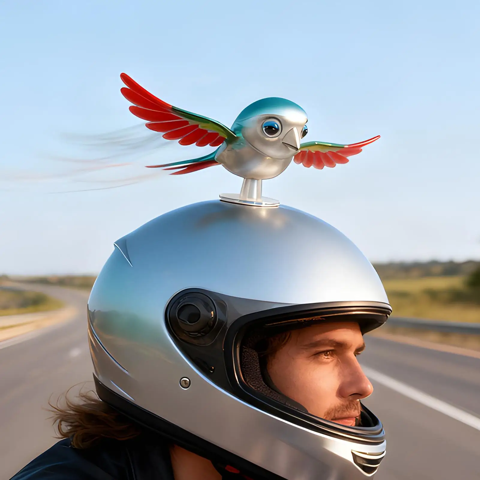 Funny Realistic Bird Motorcycle Helmet Decor, Dynamic Ornament for Women Riders, Cycling, Commuting, Touring & Road Trips