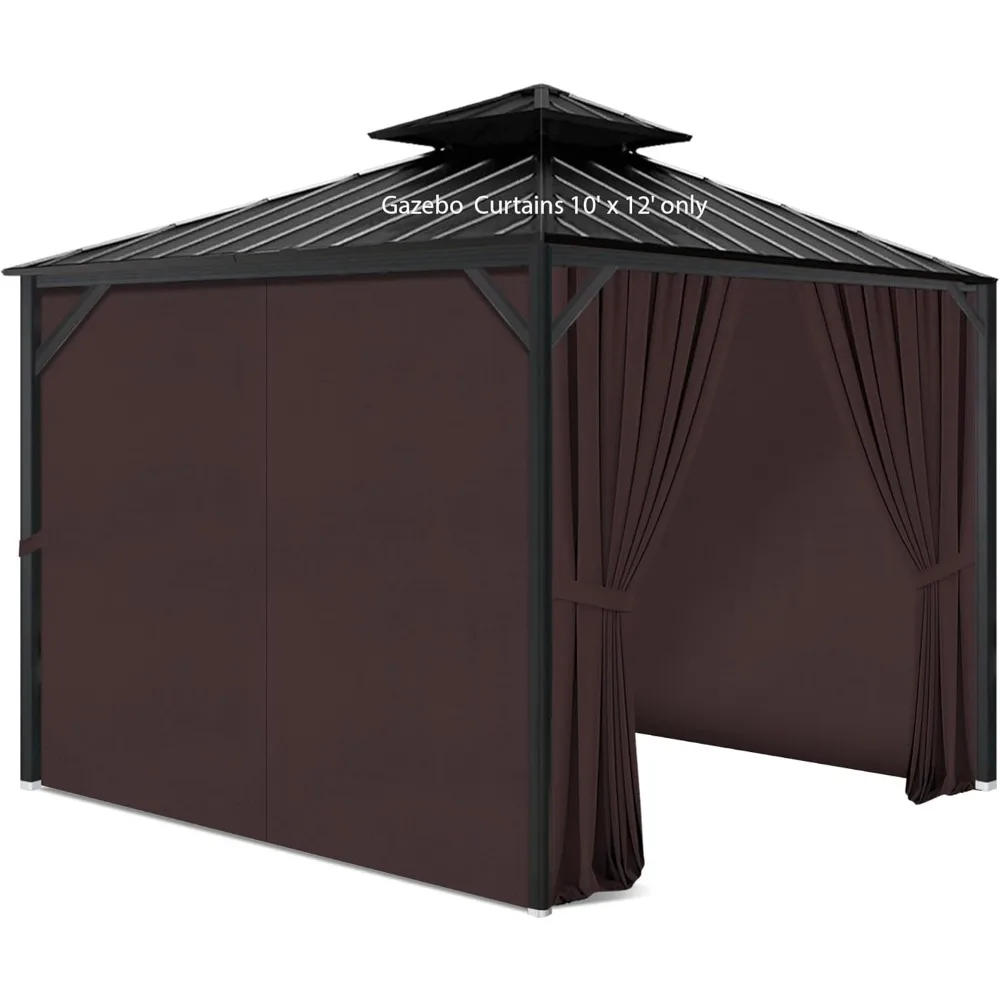 

Gazebo Privacy Curtains 10' x 12' with Zipper 4-Panels Side Wall Universal Replacement for Patio, Outdoor Canopy, Garden and Bac