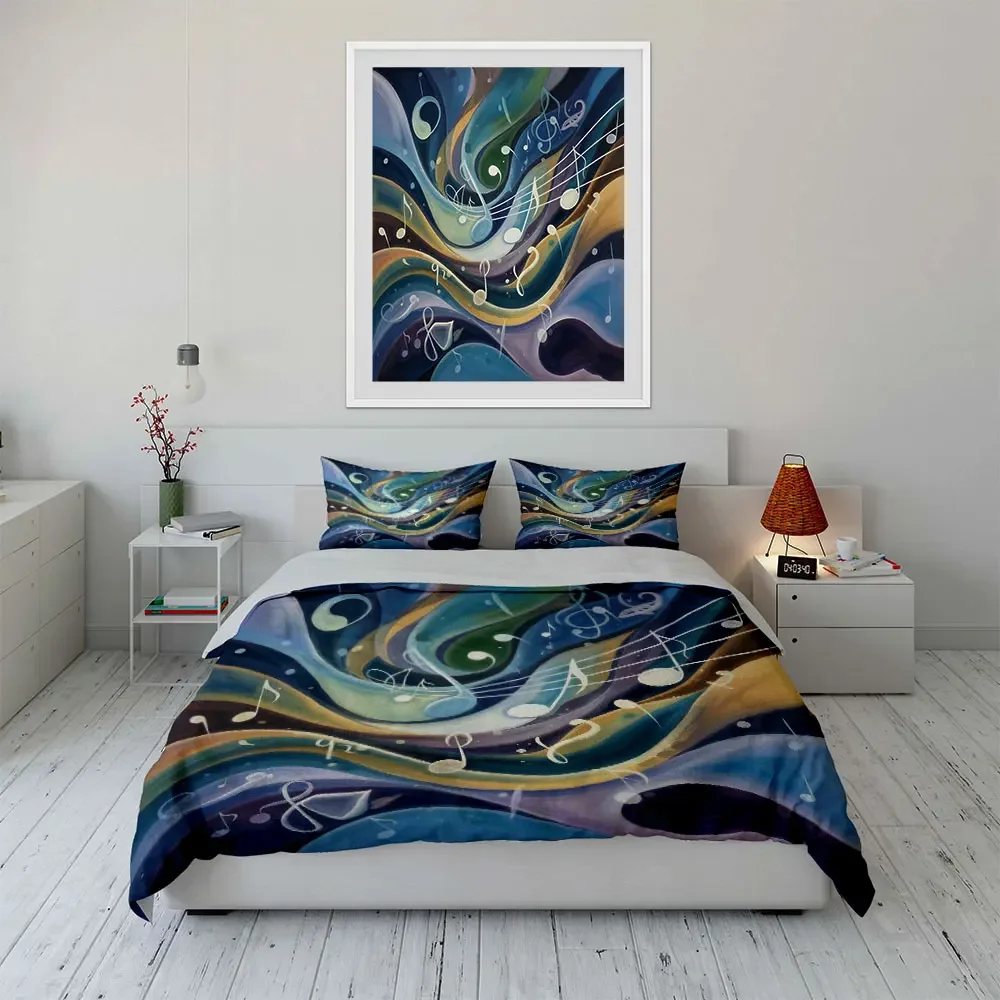Musical Notes Artwork Set Soft Comfortable Duvet Cover Bedding Set Included 1*Duvet Cover & 2*Pillowcases, gift