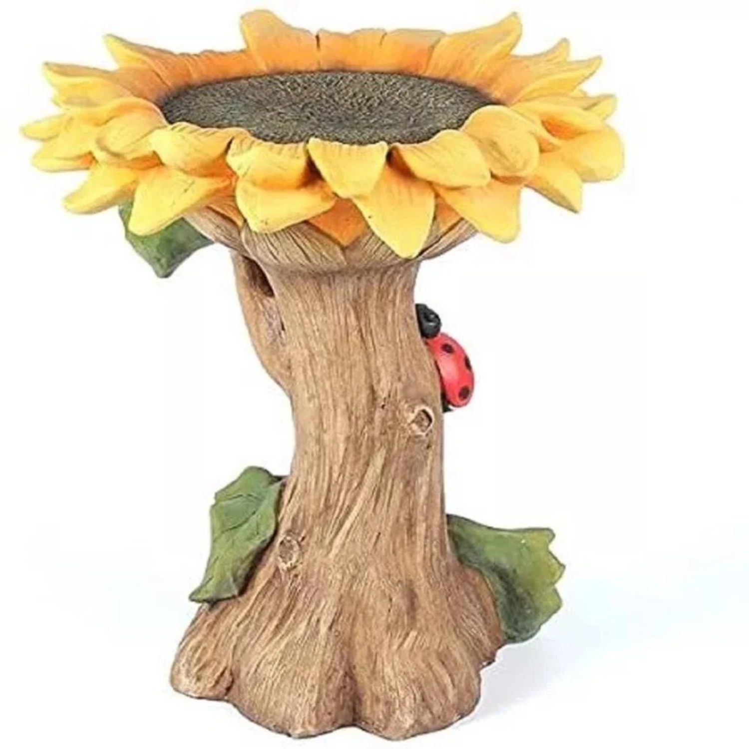 Brown Pedestal Sunflower Bird Bath Handmade Outdoor Decor