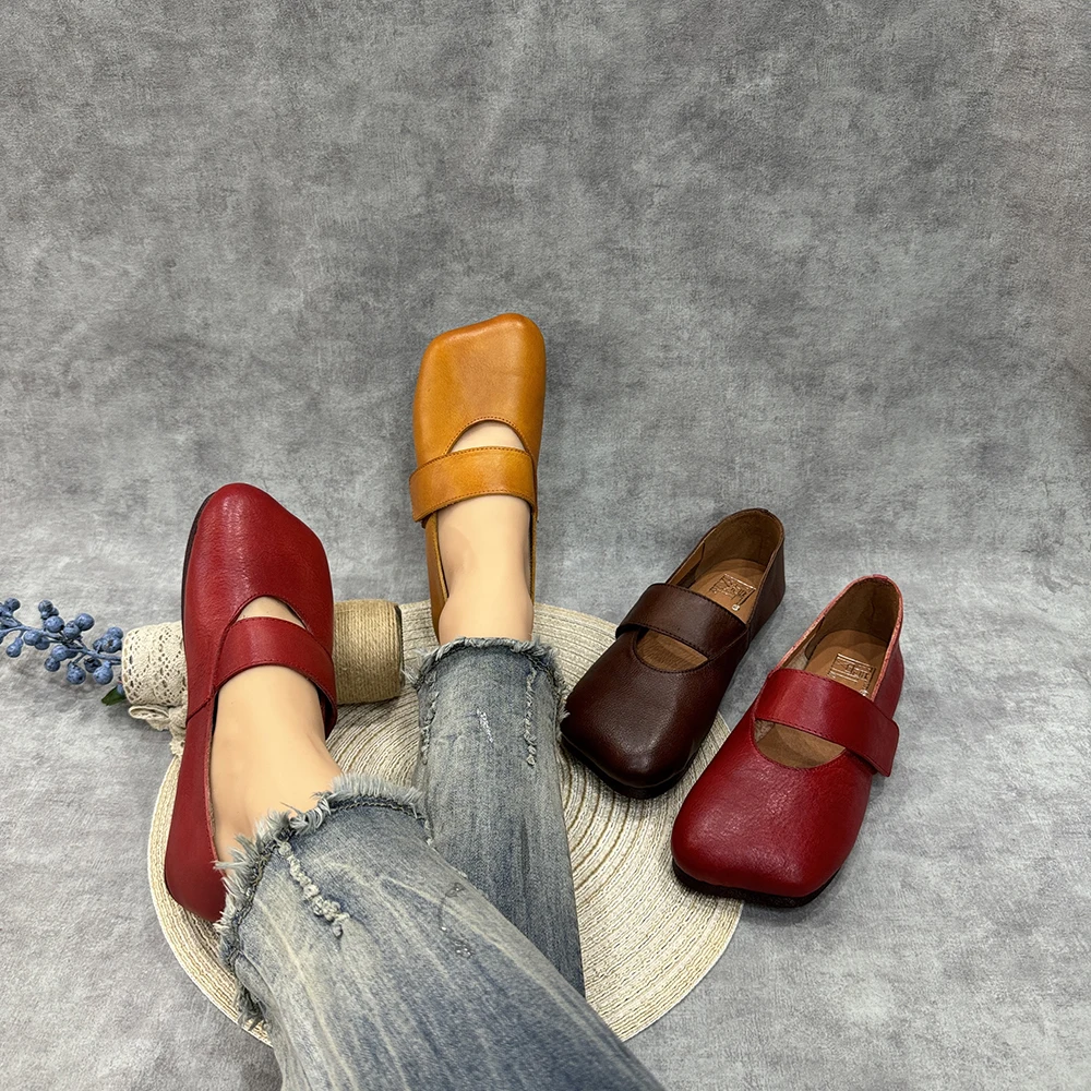 

Женские туфли Мэри Джейн на плоской подошве Birkuir в стиле ретро, женские туфли на мягкой подошве из натуральной кожи, 2021, роскошные прогулочные туфли на низком каблуке