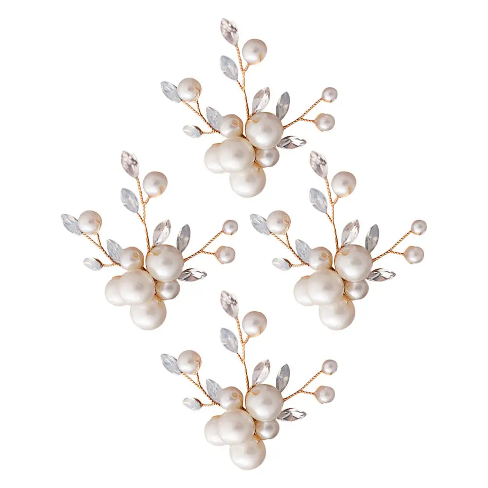 4Pcs Detachable Pearl Flower Shoe Clips Rhinestone Bridal Wedding High Heels Decoration Elegant Clip-on Shoe Charms