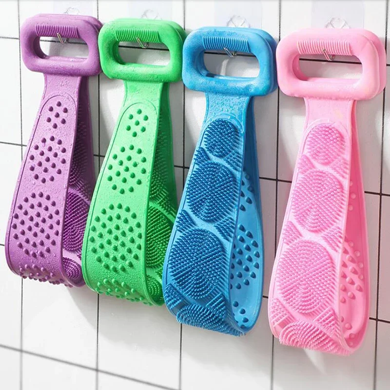 Silicone Bath Brushes Body Scrubber Shower Female Exfoliating Brush Belt Back Scrub Body Cleaning Strap Spa Accessories