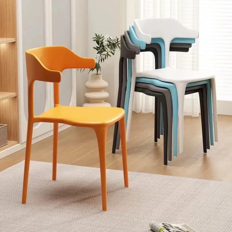 Cattle Corner Dining Chair Household Plastic Chair Thickened Backrest Stool Extra Thick Stackable dinning table chairs