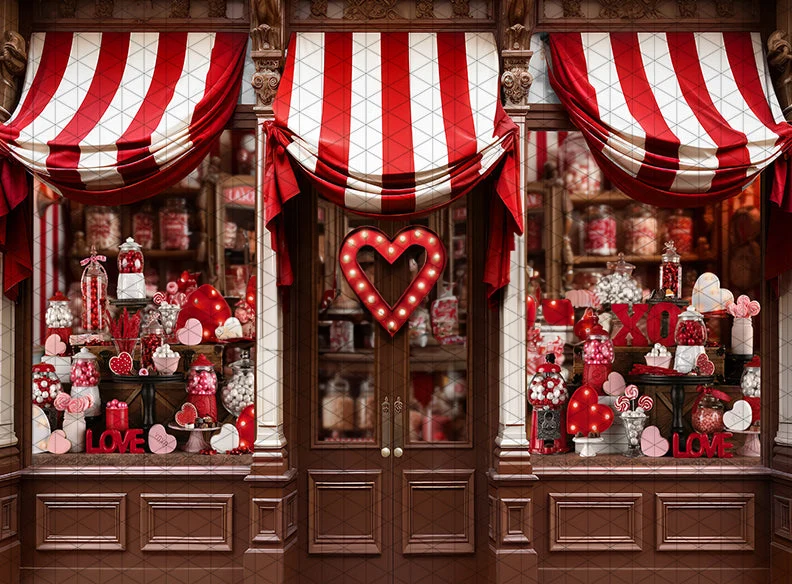 

Valentines Day heart Candy shop bar theme backdrops computer print party supplies Photography Studio Backgrounds