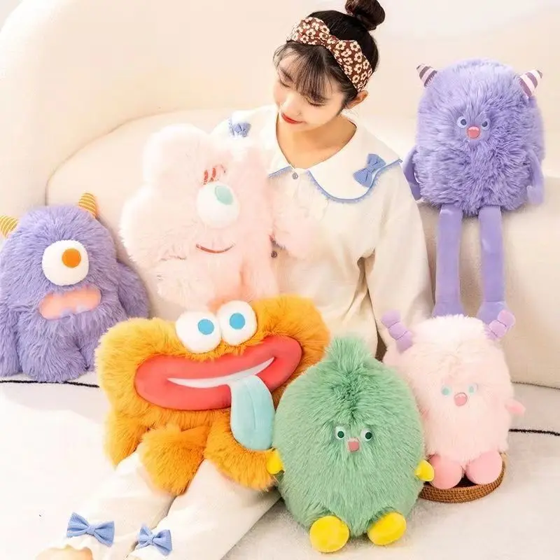 Long Haired Monster Pillow Cute Little Monster Plush Toy Doll Super Cute Monster Doll Holiday Birthday Gift