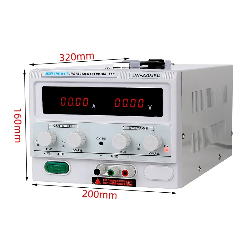 LW-1005KD LW-2502KD 250V 2A High-voltage Electrolytic Workbench Adjustable DC Power Supply Laboratory Maintenance Power Switch