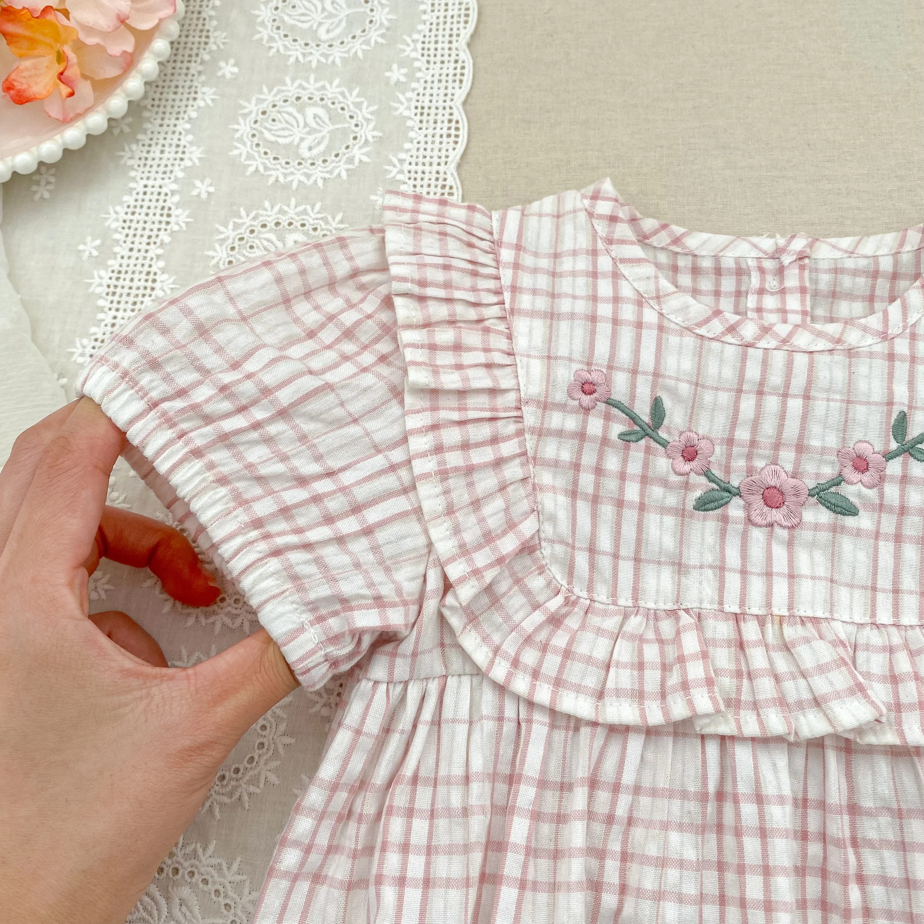 2026 Sommer-Schwesterkleidung 0-24M Baby Mädchen Kurzarm-Body mit Gitter-Stickerei 2-6 Jahre Süße Partykleider für Kinder – Detail 10