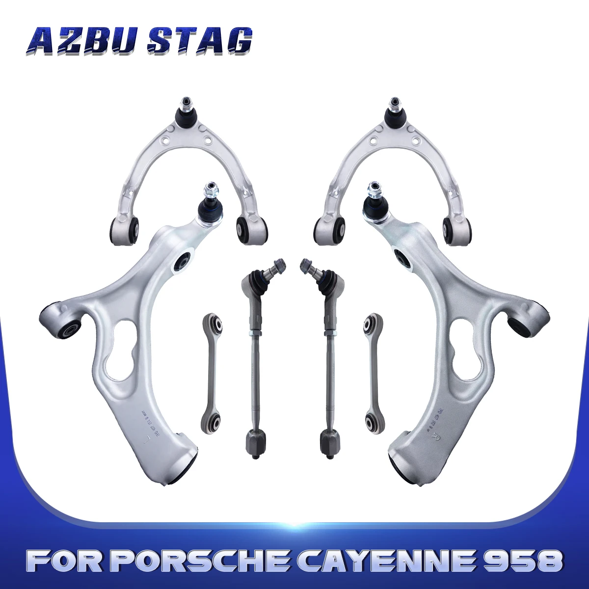 

AzbuStag 8Pcs Front Upper Lower Control Arm Sway Bar Link Tie Rod for Porsche Cayenne 958,92A Volkswagen Touareg 7P5,7P6 2010-18