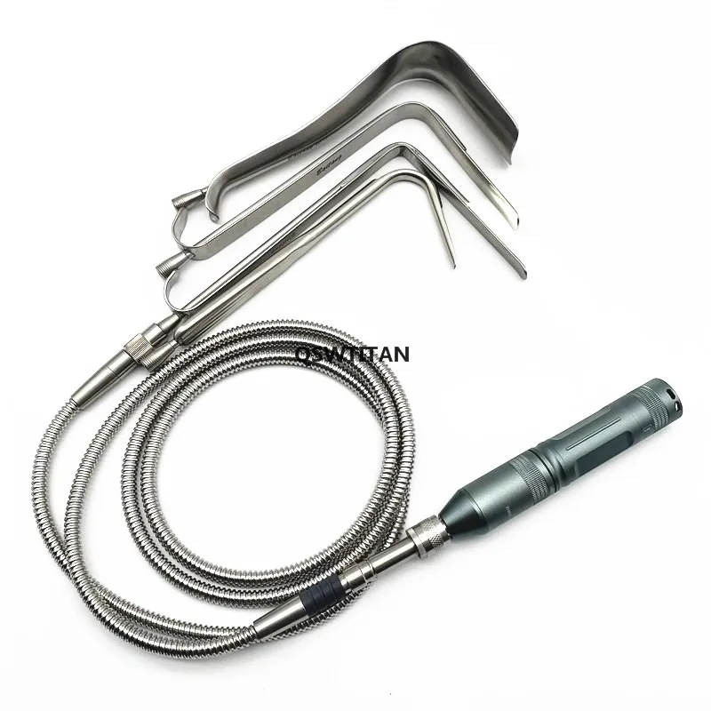 L-Shaped Breast Retractor with Light Guide Nasal Hook Wrinkle Removal Hook LED Light Source Plastic Surgery Instruments