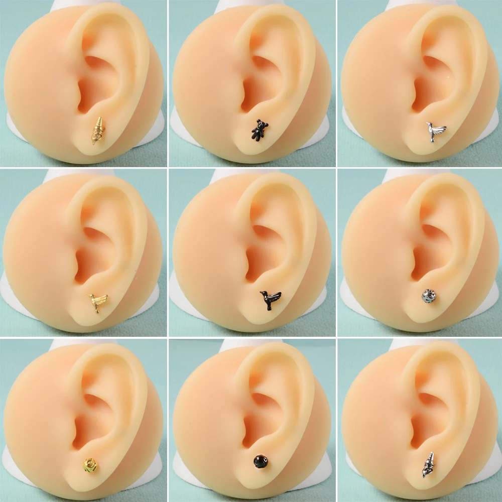 1PC Surgical Steel Snake Stud Earrings Star Ear Tragus Cartilage Helix Earrings Man Women Cute Helix Cartilage Piercing Jewelry
